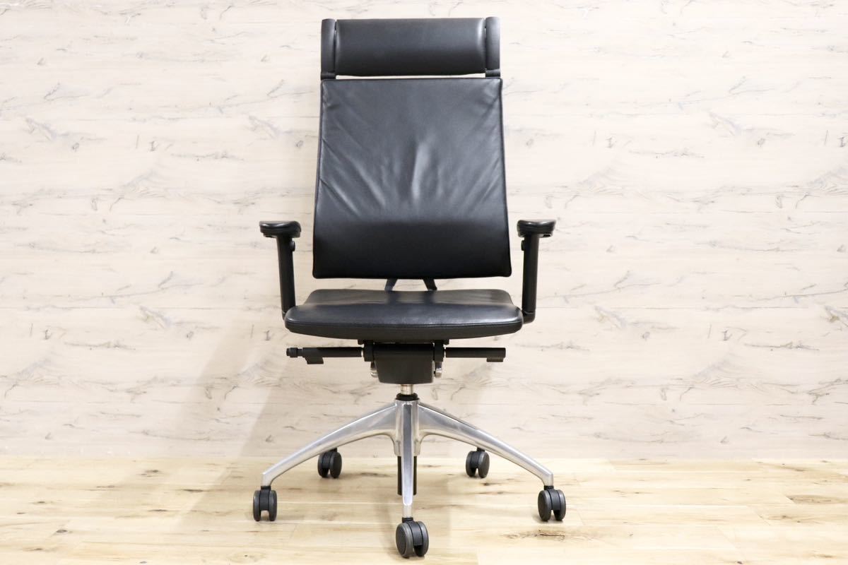 GMGF33○sedus / セダス OPEN UP オープンアップ デスクチェア ハイバックチェア 本革 黒 書斎椅子 オフィスチェア ドイツ 定価約43万