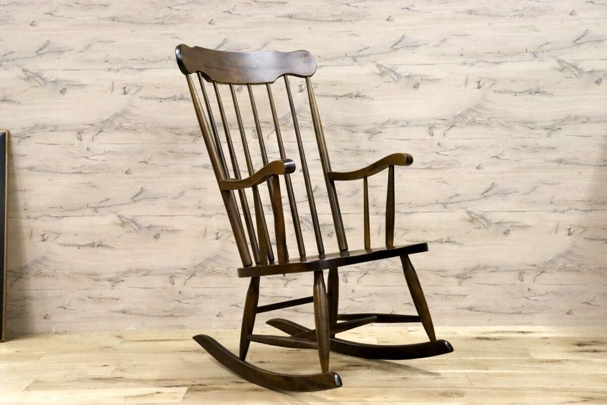 GMGS268○柏木工 / KASHIWA ロッキングチェア 揺り椅子 木製 ファブリック 花柄 レトロ カントリー ノスタルジック 椅子 古民家 飛騨家具