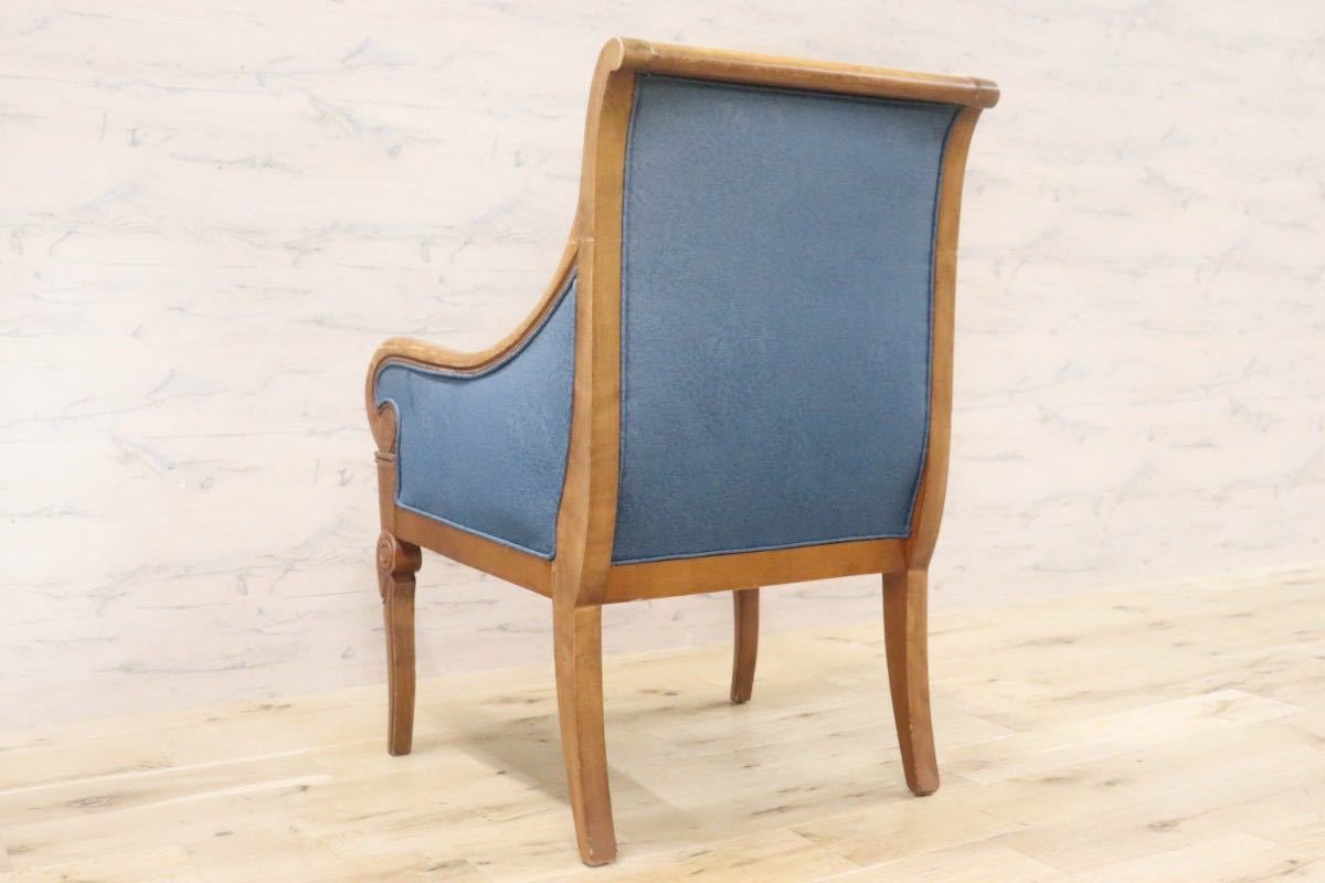 GMGN145E○西洋 クラシック シングルソファ ラウンジチェア 1人掛けソファ 椅子 木製 ファブリック アンティーク 彫刻