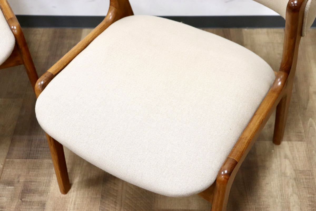GMGN294A○朝日木材加工 LuDeK ダイニングチェア 食卓椅子 セミアーム ファブリック 2脚セット 北欧スタイル モダン ヴィンテージ 稀少