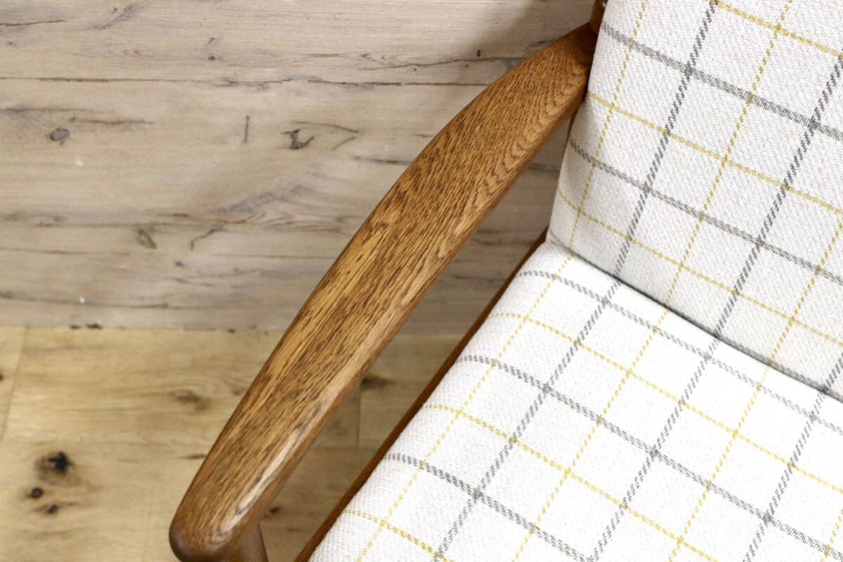 GMHK3A○オールドカリモク karimoku アームチェア 椅子 ラウンジチェア ダイニングチェア 楢無垢材 北欧スタイル ヴィンテージ リペア済