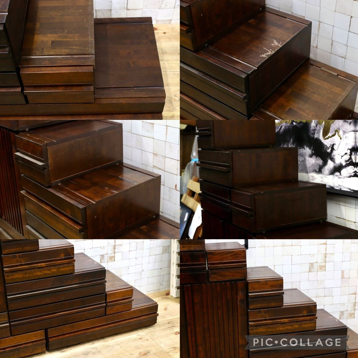 GMIH268○最高級 特注 民芸家具 階段箪笥 ミズメザクラ 和製アンティーク 組み合わせ自由 整理箪笥 検)星野民芸 九州民芸 松本民芸家具