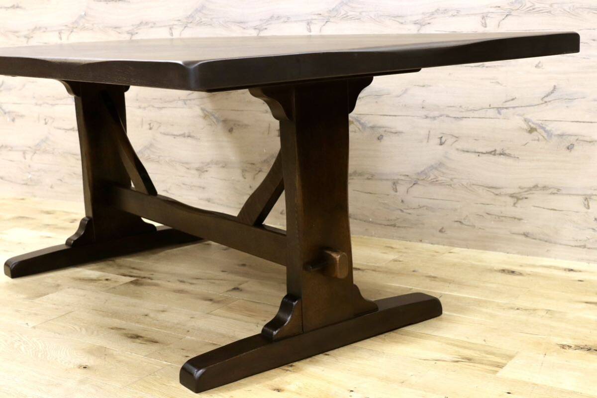 GMGH517○柏木工 / KASHIWA ウィルダネス WILDERNESS ダイニングテーブル 楢無垢材 レトロ カントリー 飛騨家具 約38万 リペア済み