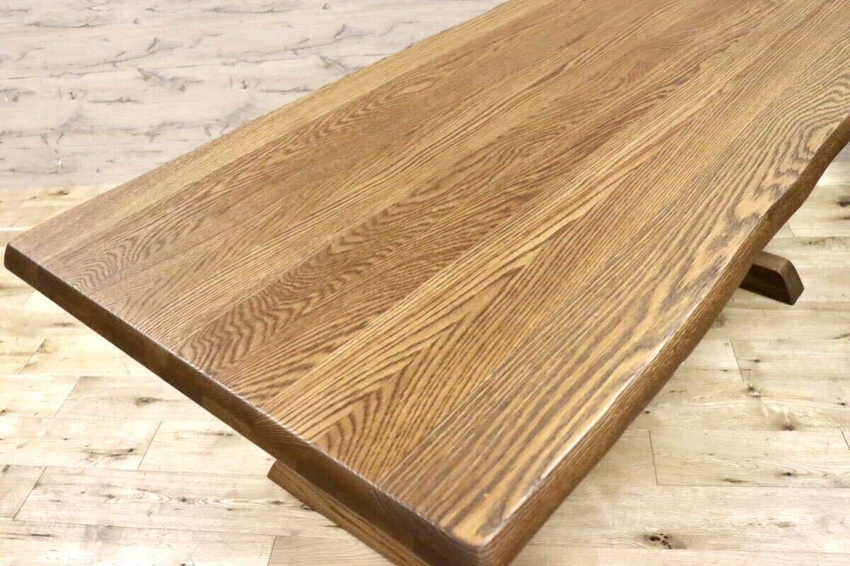 GMHH78○オーク無垢材 ダイニングテーブル 食卓テーブル 作業台 机 なぐり加工 和モダン ナチュラル カントリー レトロ 古民家 定価約15万