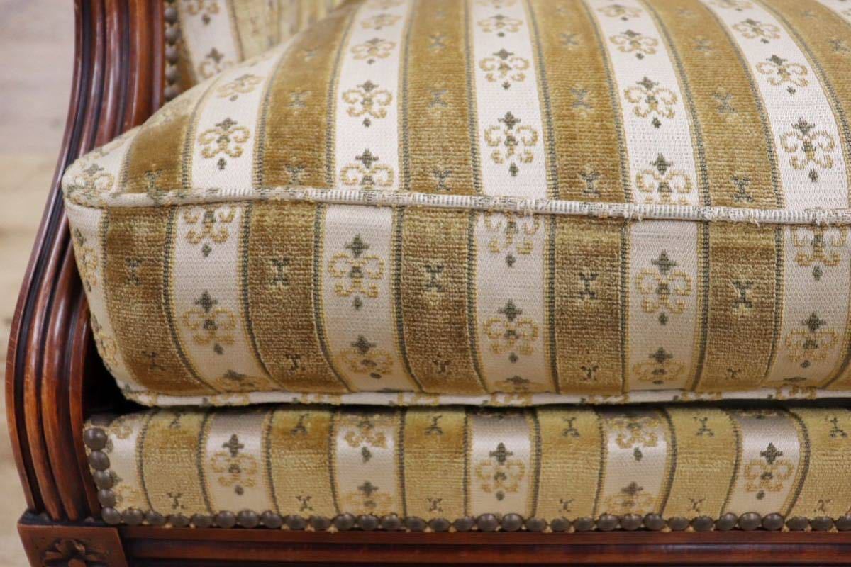 GMGN389B○英国 ヴィンテージ シングルソファ 1人掛けソファ ラウンジチェア 椅子 鋲打 ファブリック クラシカル アンティーク オールド