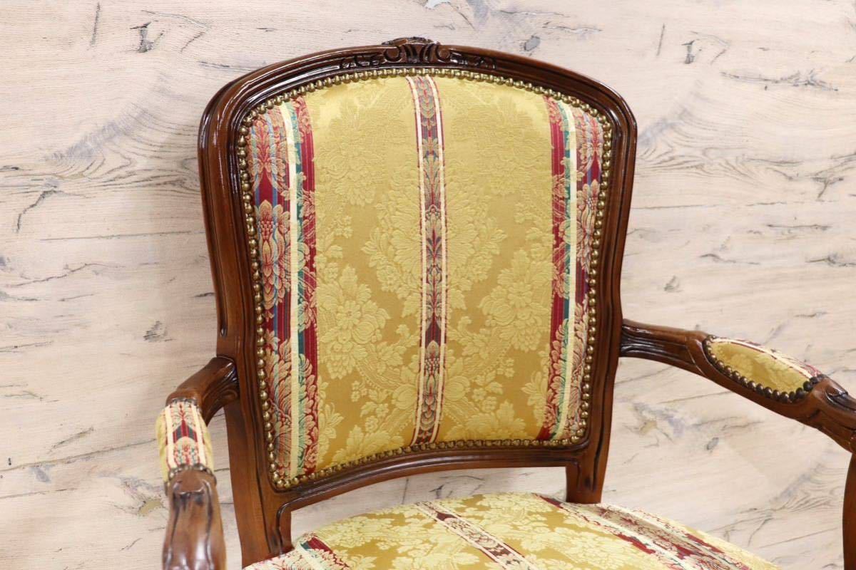 GMGS128A○イタリア モダン ダイニングチェア 椅子 猫脚 鋲打 ロココ調 金華山 クラシック エレガント アンティーク風 約5.2万