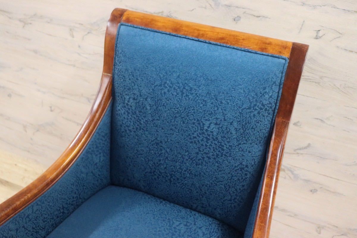 GMGN145B○西洋 クラシック シングルソファ ラウンジチェア 1人掛けソファ 椅子 木製 ファブリック アンティーク 彫刻