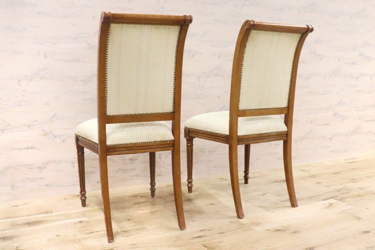 GMGN93B○西洋 アンティーク調 ダイニングチェア 椅子 2脚セット 木製フレーム ファブリック クラシック エレガント