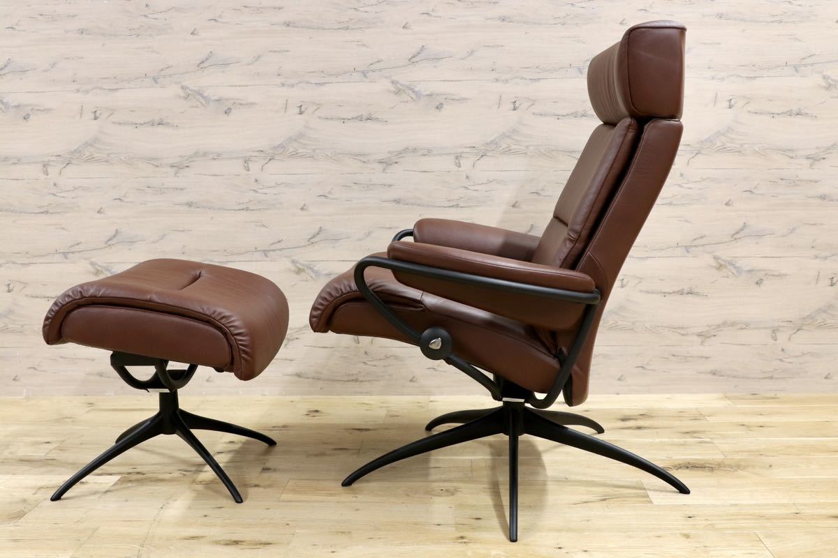 GMGF71○EKORNES / エコーネス ストレスレス トーキョー リクライニングチェア M 北欧 ノルウェー ブラウン 本革 定価約35.2万 展示品
