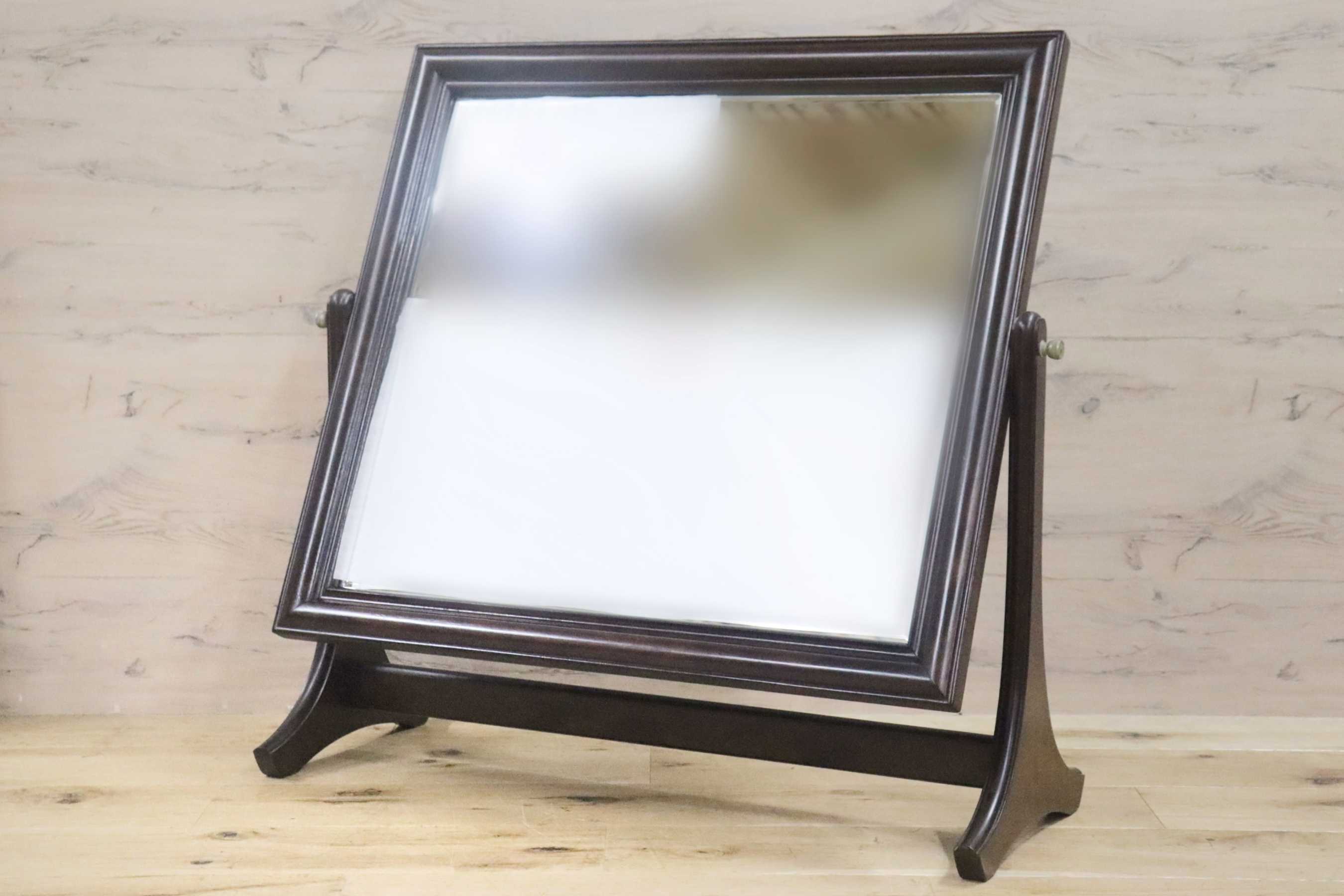 GMGH296○松本民芸家具 スタンドミラー 姿見 置き鏡 卓上ミラー 最高峰 ミズメザクラ 昭和レトロ 国産家具 定価約14万