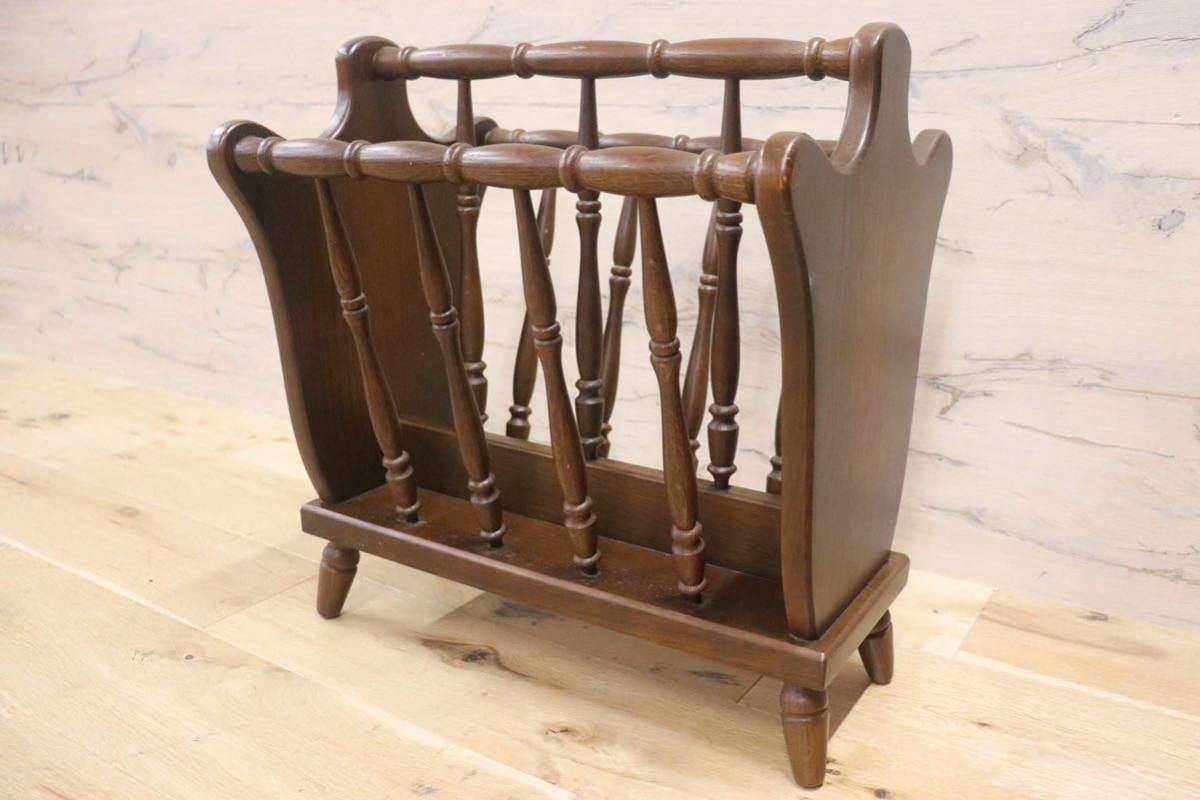 GMGS44○飛騨産業 / HIDA キツツキ マガジンラック ブックスタンド 雑誌収納 新聞立て 昭和 レトロ 木製 カントリー アンティーク