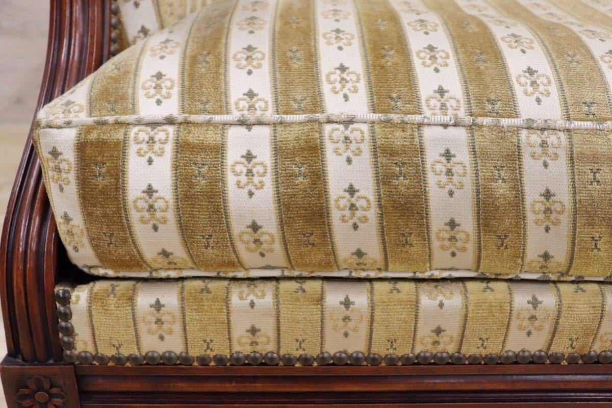 GMGN389A○英国 ヴィンテージ シングルソファ 1人掛けソファ ラウンジチェア 椅子 鋲打 ファブリック クラシカル アンティーク オールド