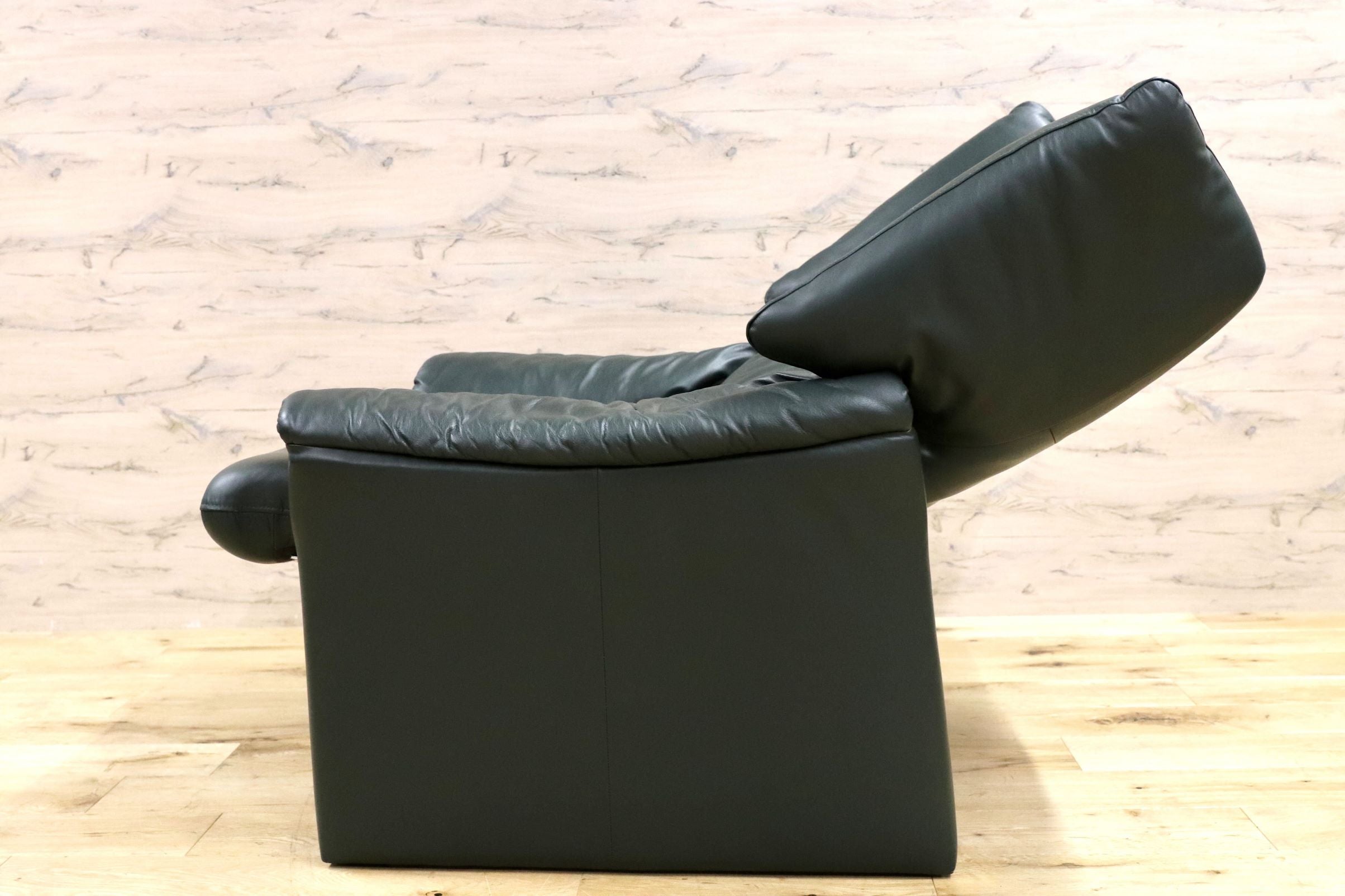 GMGF84○erpo / エルポ ポルトフィノ 1人掛けソファ リクライニングソファ 総革 深緑 ドイツ フランスベッド 定価約41万