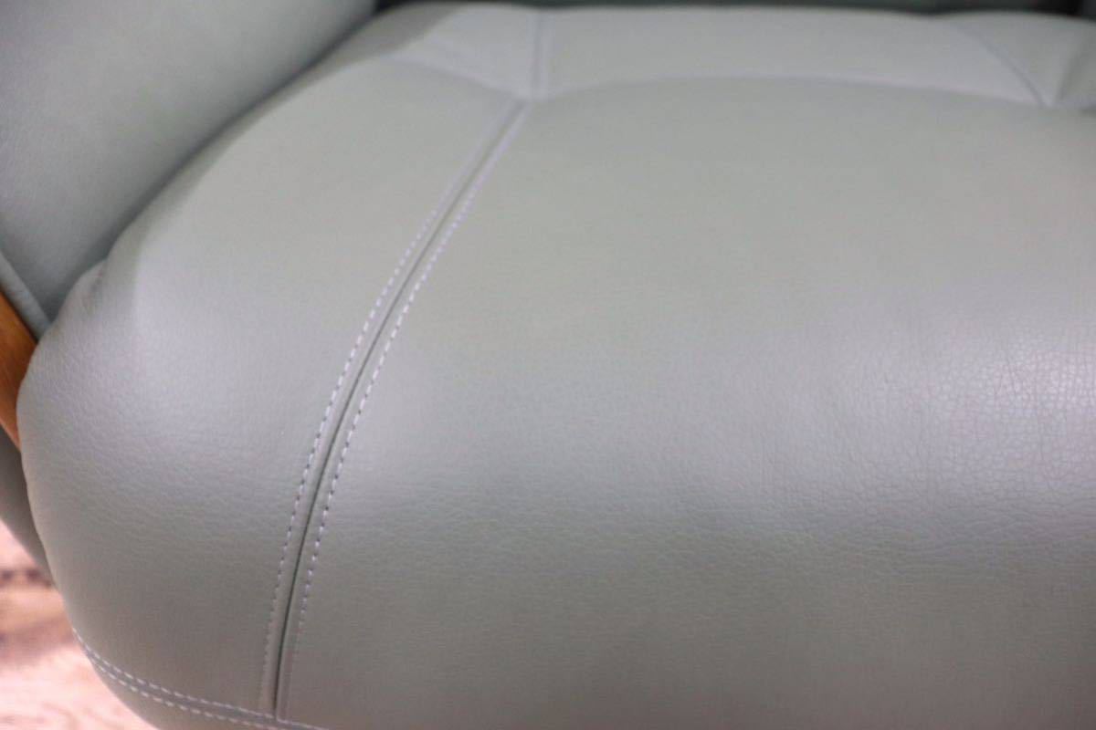 GMGF66A○浜本工芸 / HAMAMOTO 1人掛けソファ シングルソファ 椅子 本革 グリーン 楢材 定価14万 展示品