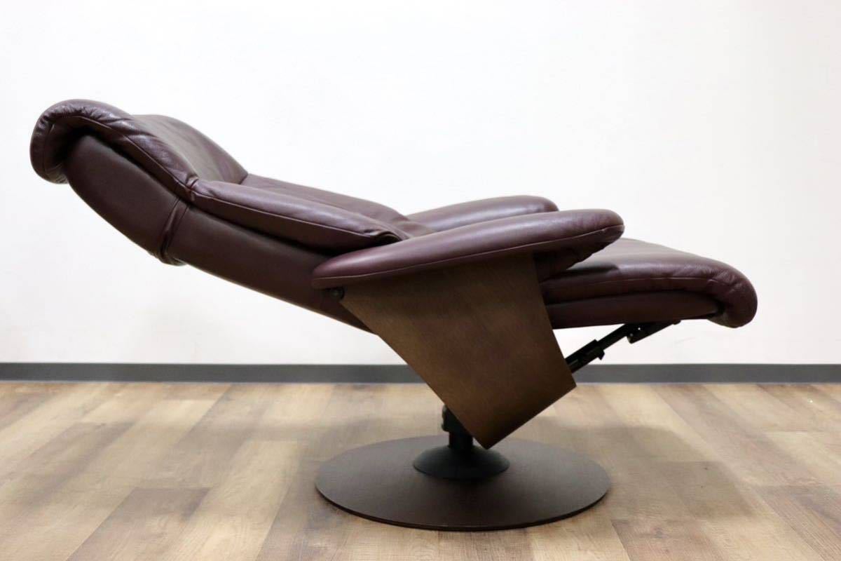 GMGK196○Chitano / チターノ THE FIRST ザファースト karimoku カリモク パーソナルチェア リクライニングチェア 本革 ブラウン 定価26万