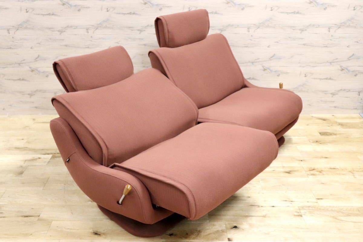 GMGN265○karimoku / カリモク UA4262VB 2人掛けソファ ラブソファ リクライニングソファ ファブリック 国産家具 定価約22万 展示品