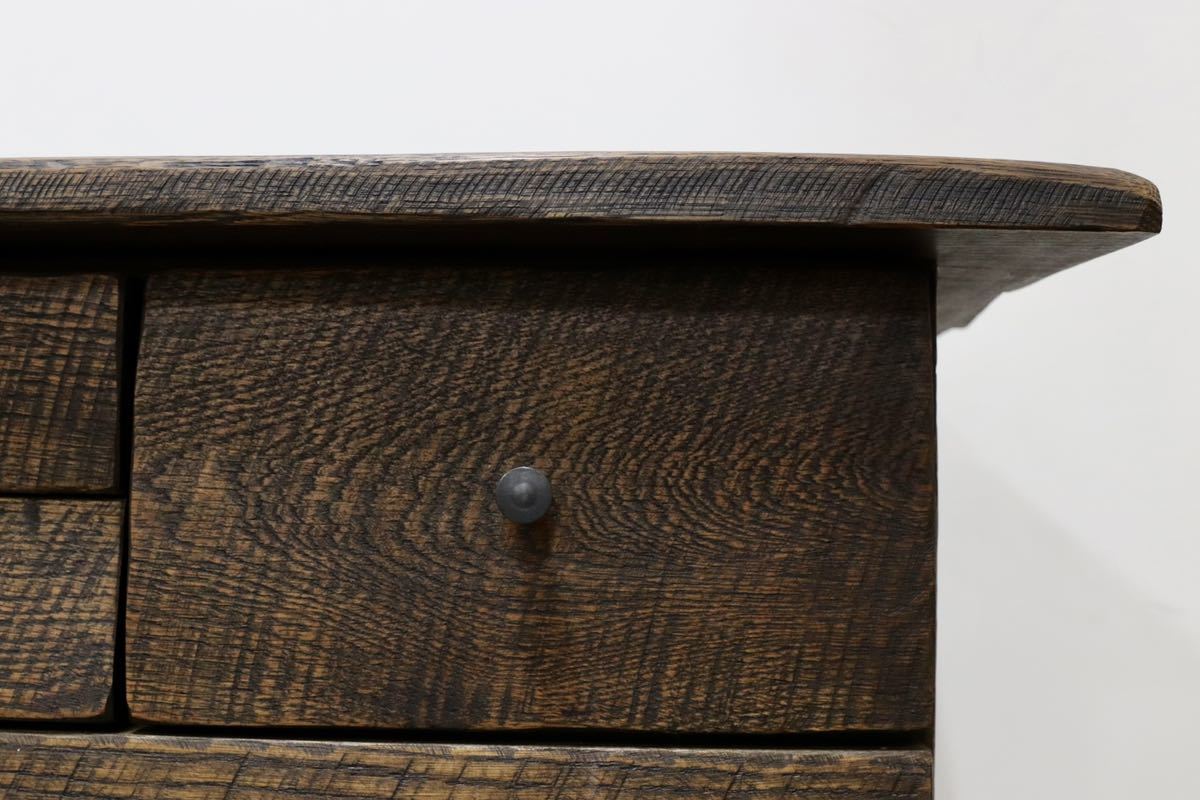 GMGK286○楢無垢材 最高級 特注 サイドボード リビングボード チェスト 収納家具 工房家具 和モダン 浮造り 約100万