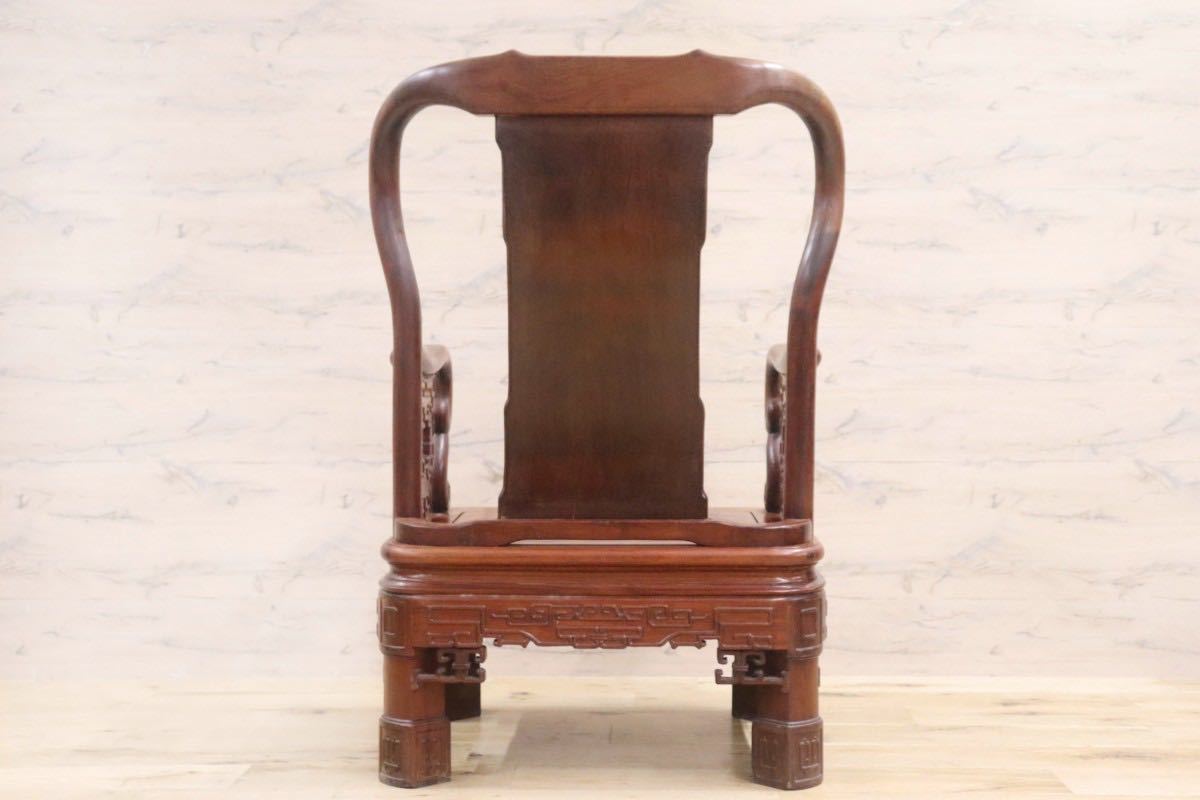 GMGH205A○中国美術 アームチェア ラウンジチェア 椅子 唐木 天然木 花梨 螺鈿細工 彫刻 最高級