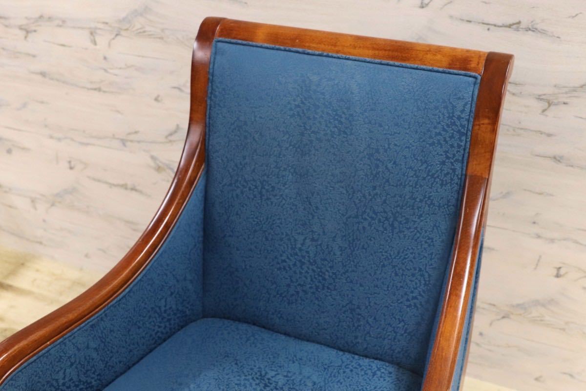 GMGN145C○西洋 クラシック シングルソファ ラウンジチェア 1人掛けソファ 椅子 木製 ファブリック アンティーク 彫刻