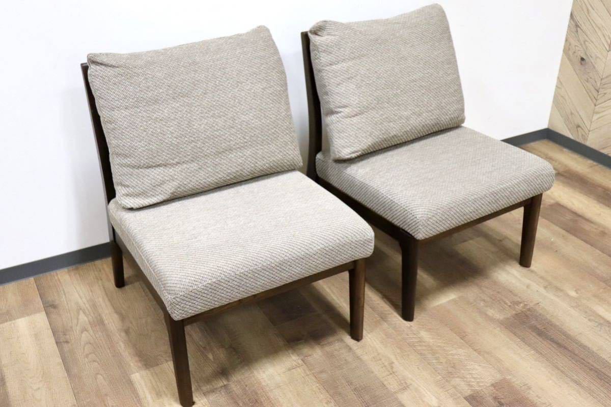 GMGN171A○浜本工芸 / HAMAMOTO ダイニンチェア アームレスチェア 椅子 2脚セット 無垢 楢材 ファブリック 国産家具 定価約17万 展示品