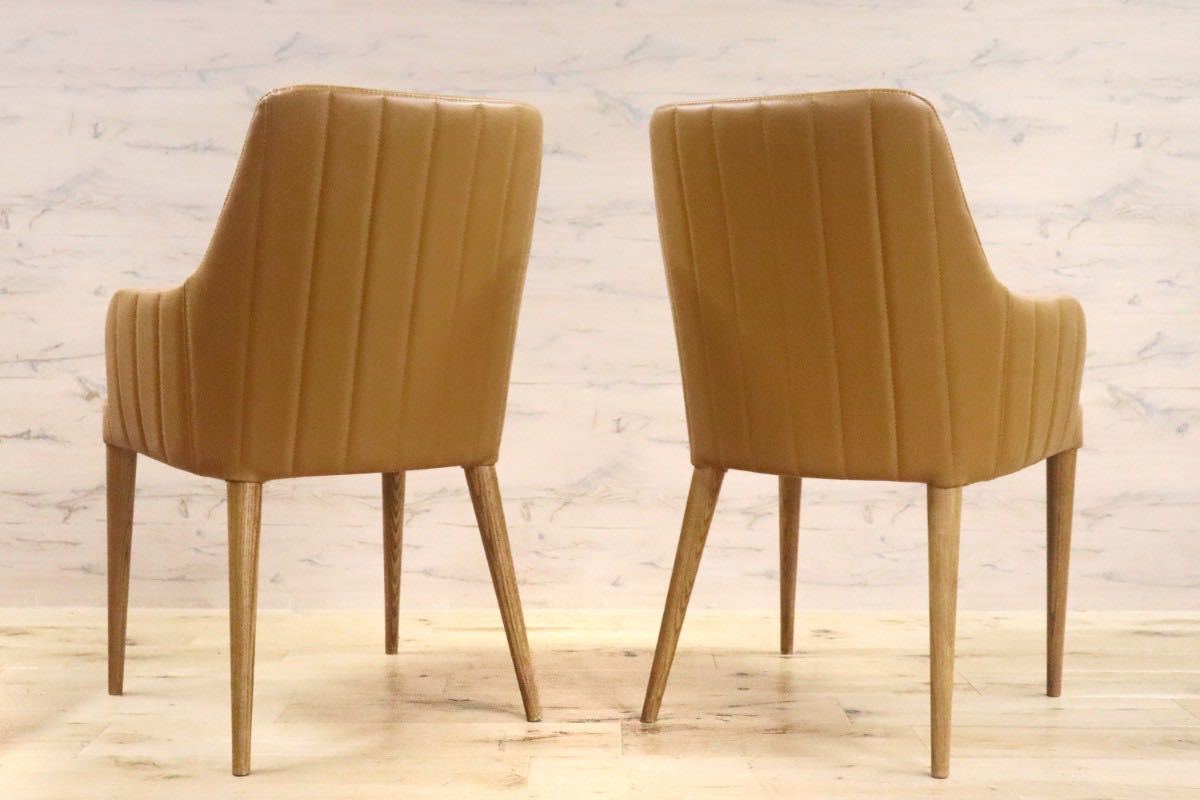 GMGT83A○東京インテリア ダイニングチェア アームチェア 椅子 2脚セット 合皮 オーク材 スタイリッシュ モダン