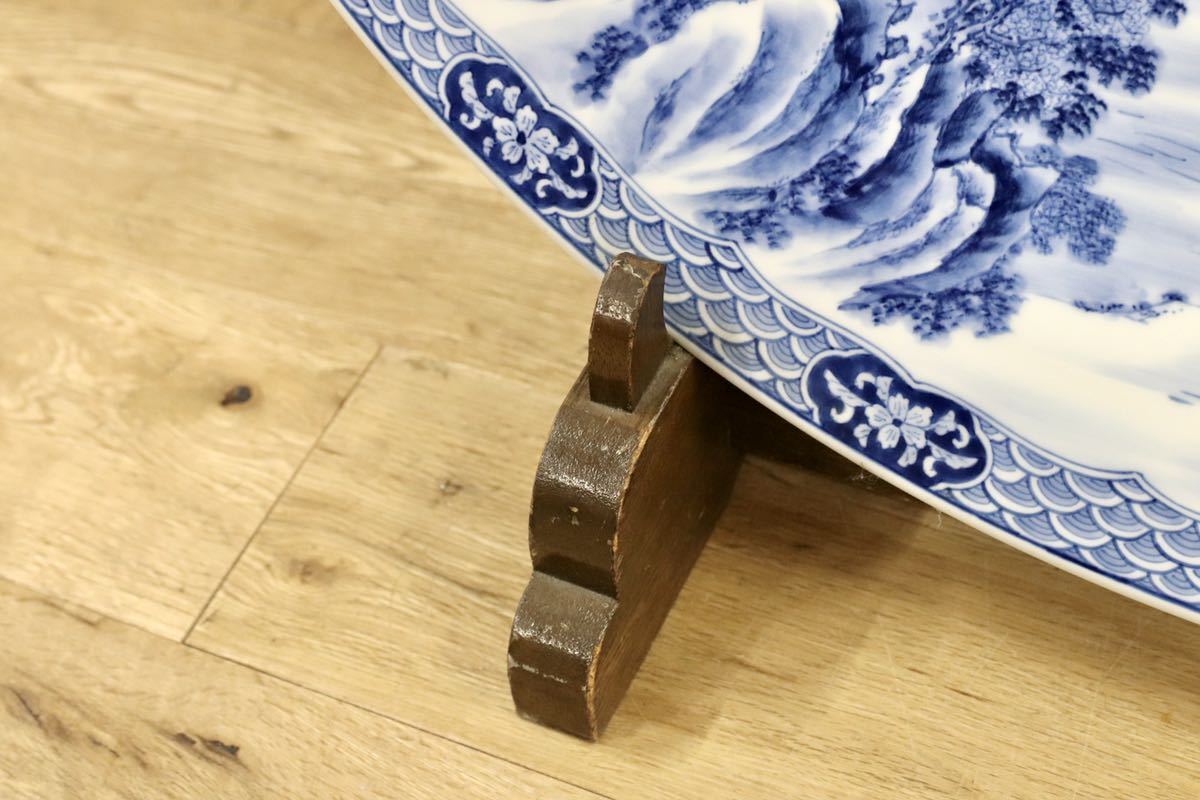 GMGH69○有田焼 神右衛門 最高級 大皿 飾皿 伝統工芸品 山水絵 大作※発送不可