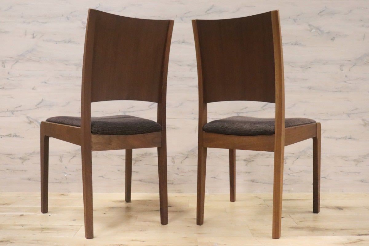 GMGN394A○国産家具 ダイニングチェア アームレスチェア 椅子 2脚セット ウォールナット 天然木 ファブリック モダン