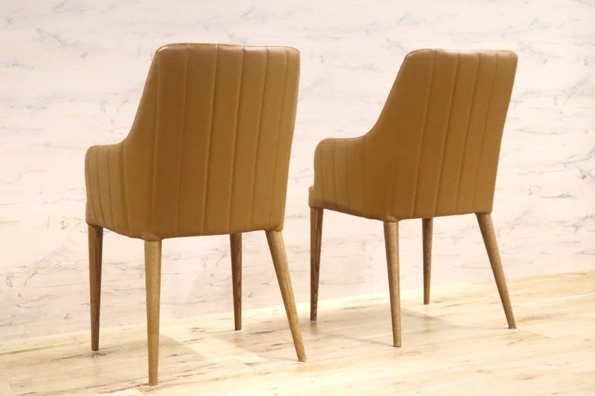 GMGT83B○東京インテリア ダイニングチェア アームチェア 椅子 2脚セット 合皮 オーク材 スタイリッシュ モダン