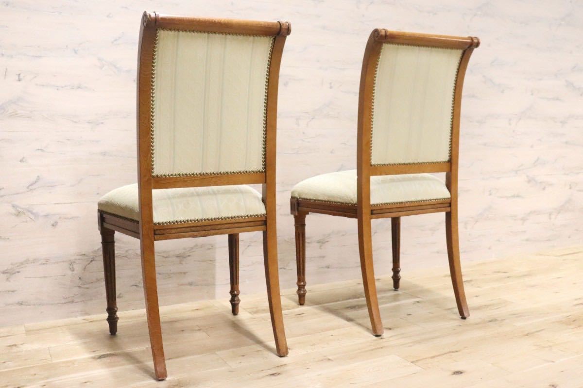 GMGN93A○西洋 アンティーク調 ダイニングチェア 椅子 2脚セット 木製フレーム ファブリック クラシック エレガント
