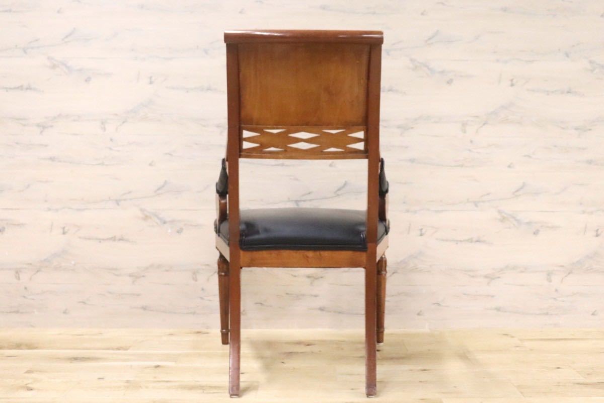 GMGN149C○イタリア製 クラシック モダン ダイニングチェア 椅子 セミアームチェア 本革 レザー 西洋 アール・ヌーヴォー