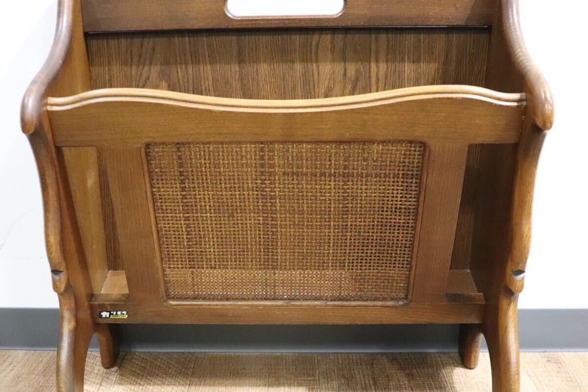 GMHN160○karimoku / カリモク コロニアル マガジンラック スリッパラック 雑誌入れ 収納 木製 ラタン