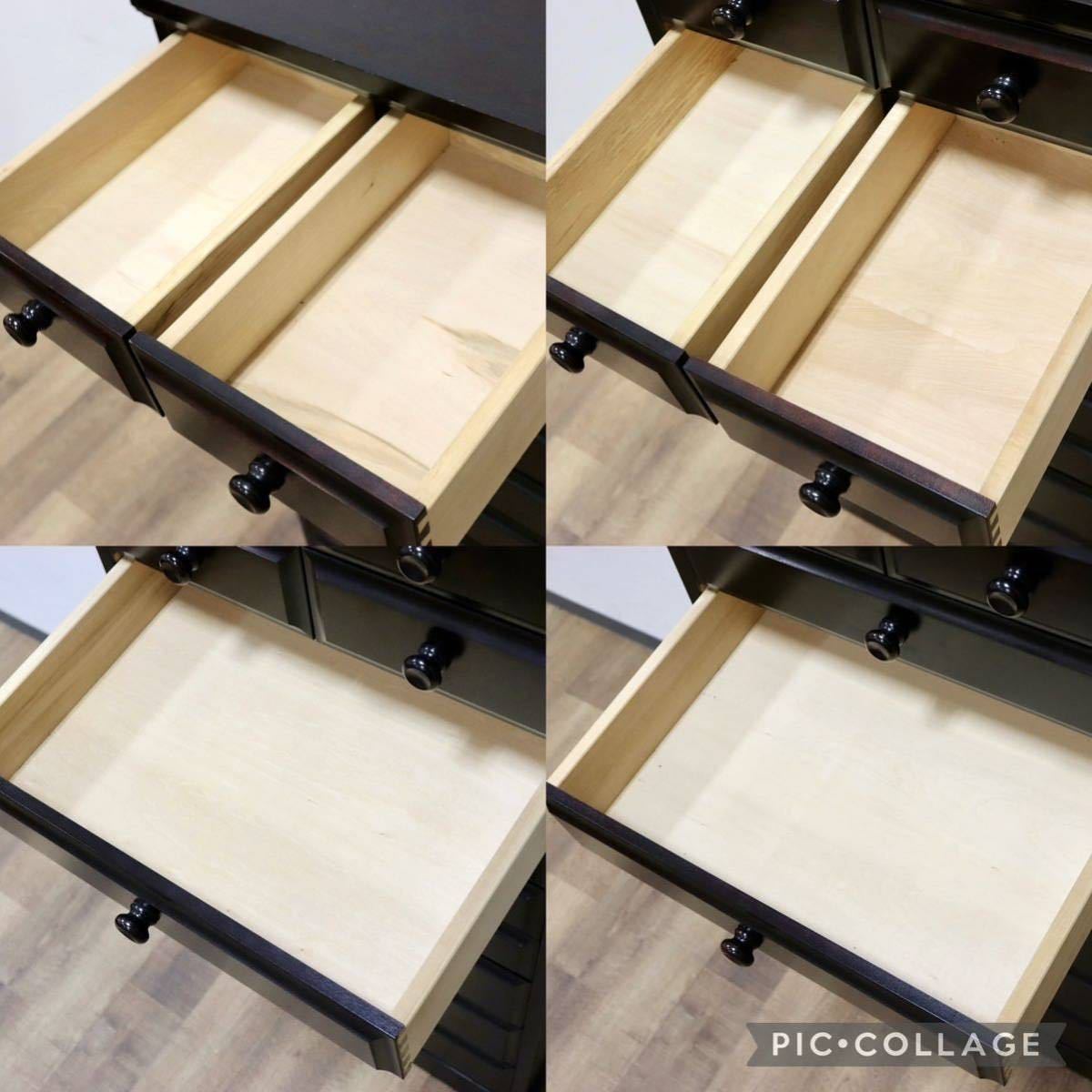 GMGN415○民芸家具 9段チェスト 整理タンス 箪笥 スリムチェスト 樺材 和家具 和室 和モダン 古民家 アンティーク 検) 北海道民芸家具