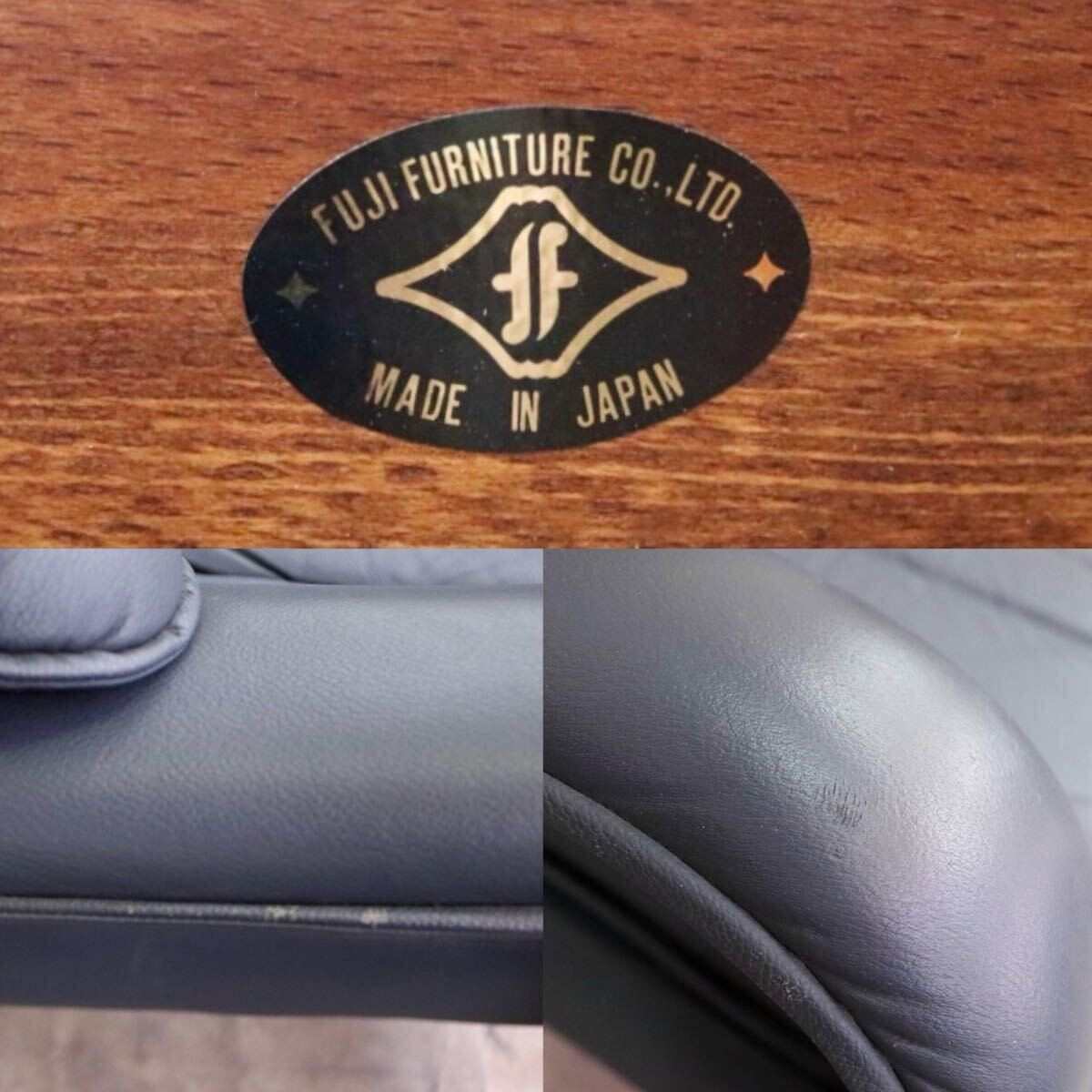 GMIH9○冨士ファニチア / FUJI FURNITURE 3人掛けソファ トリプルソファ 長椅子 3シーター 本革 国産家具 ヴィンテージ