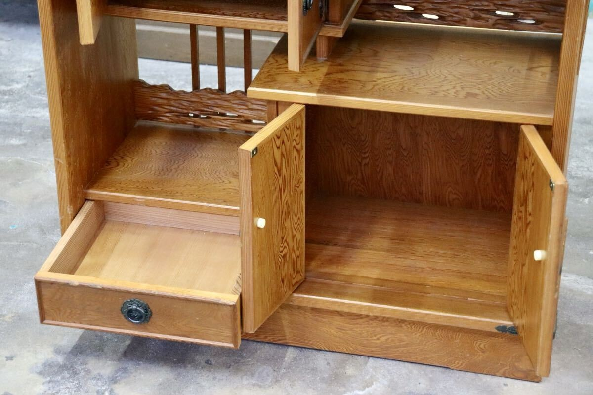 GMIK809○世界遺産屋久杉 茶棚 茶箪笥 飾り棚 サイドボード リビングボード 和室 座敷 古民家 和モダン