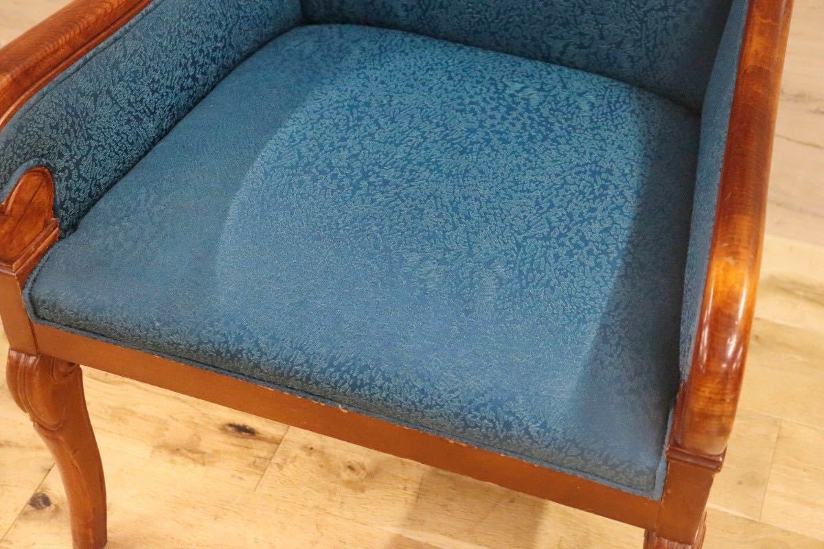 GMGN145B○西洋 クラシック シングルソファ ラウンジチェア 1人掛けソファ 椅子 木製 ファブリック アンティーク 彫刻