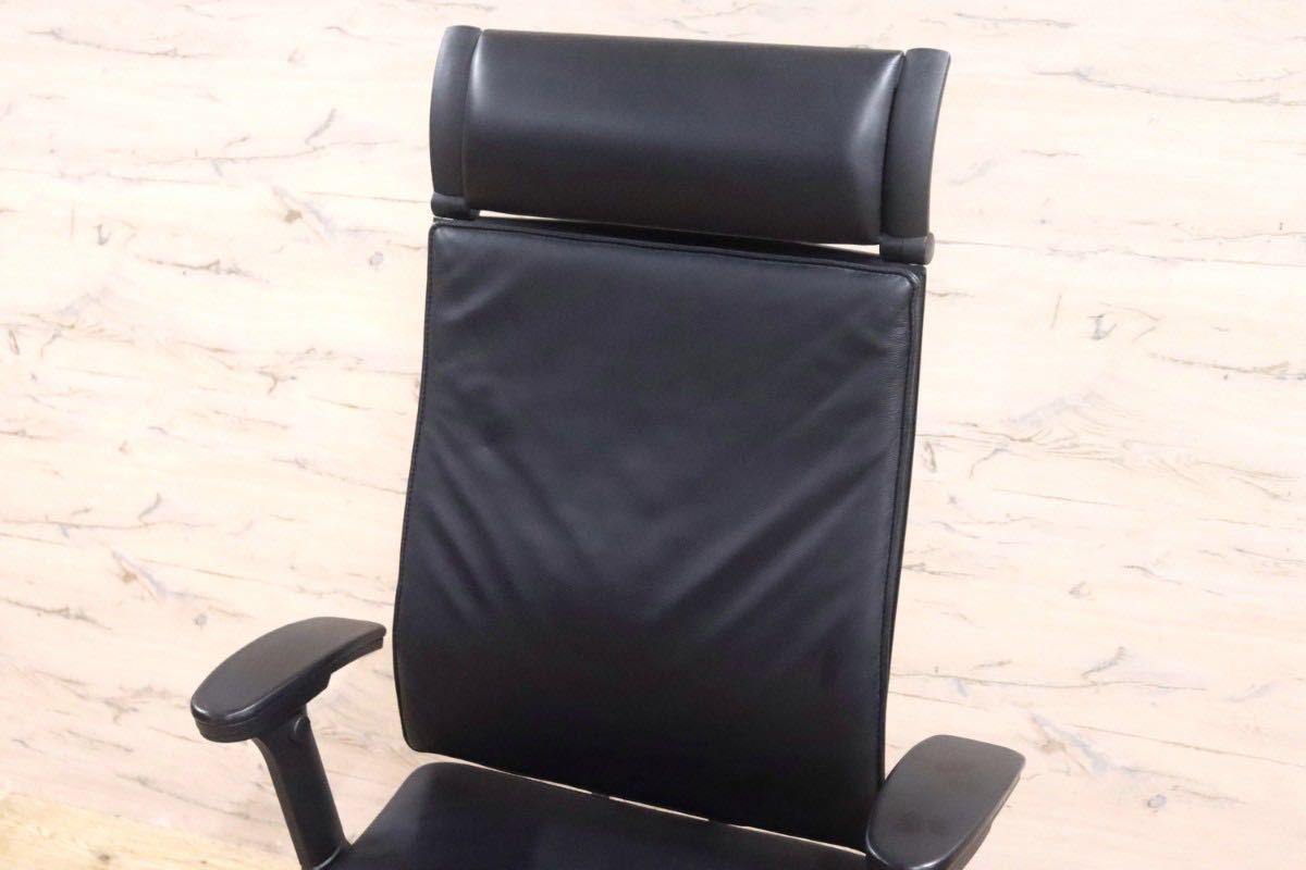 GMGF35○sedus / セダス OPEN UP オープンアップ デスクチェア ハイバックチェア 本革 黒 書斎椅子 オフィスチェア ドイツ 定価約43万
