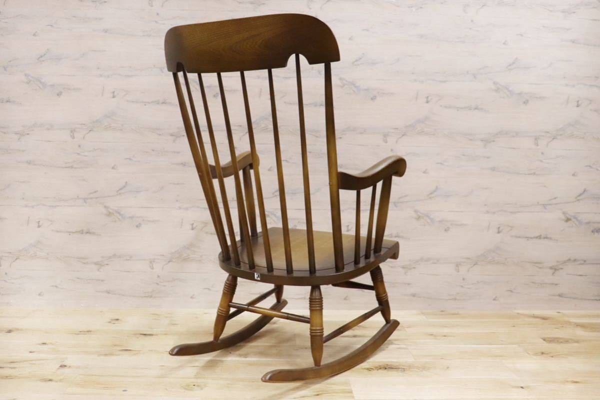 GMGH92○HIDA / 飛騨産業 キツツキ ロッキングチェア 揺り椅子 オーク 無垢材 レトロ カントリー ヴィンテージ 飛騨家具 穂高