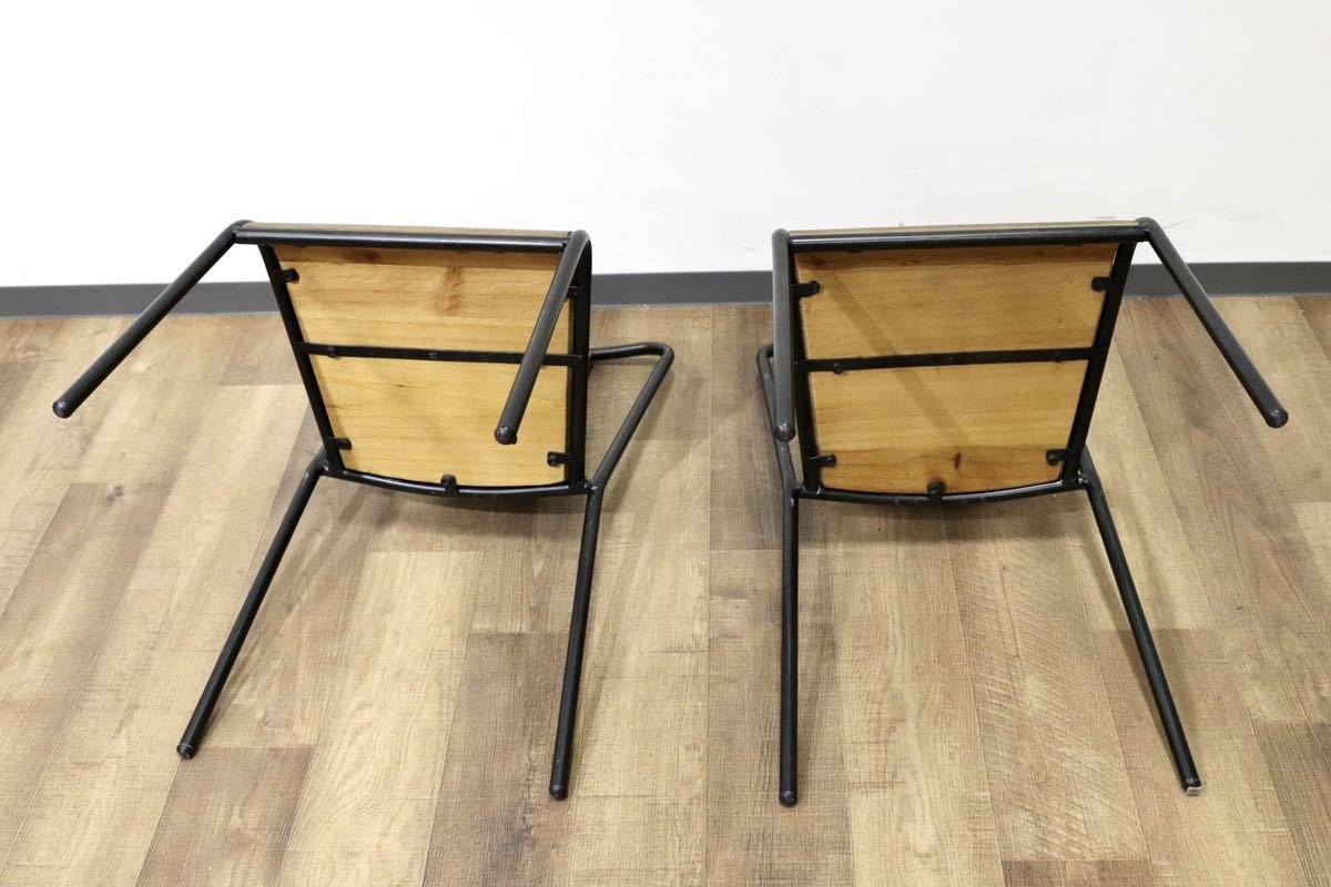GMGN303B○MANHATTAN CHAIR / マンハッタンチェア 椅子 ダイニングチェア 2脚セット インダストリアル ウッド スチール 定価3.6万