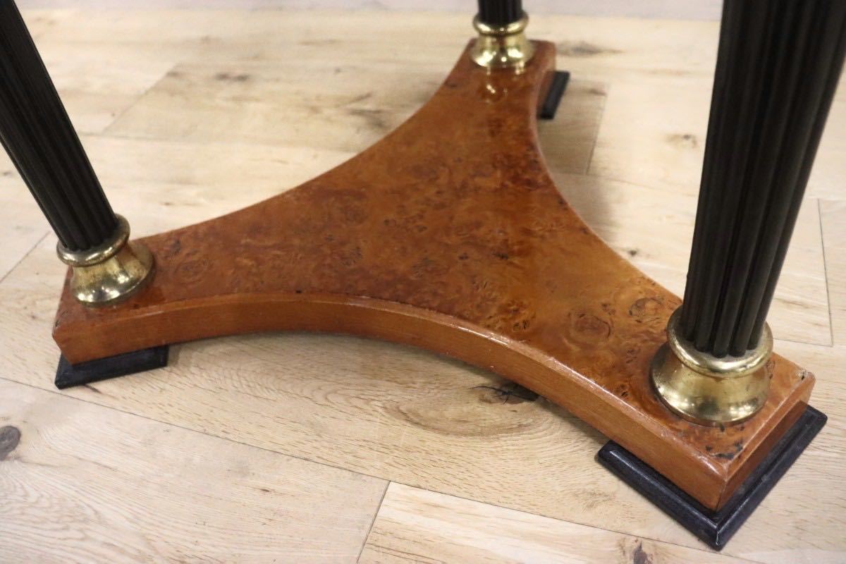 GMGN233D○イタリア製 サイドテーブル 丸テーブル バーズアイメープル 御影石 エレガント クラシック ヨーロッパ家具 ※引取り推奨