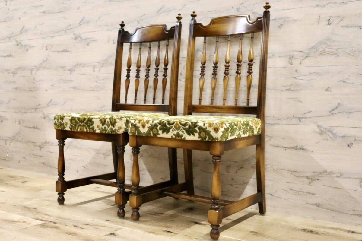 GMHH80A○karimoku / カリモク コロニアル ダイニングチェア 2脚セット 椅子 花柄 ファブリック ブナ材 カントリー オールドカリモク