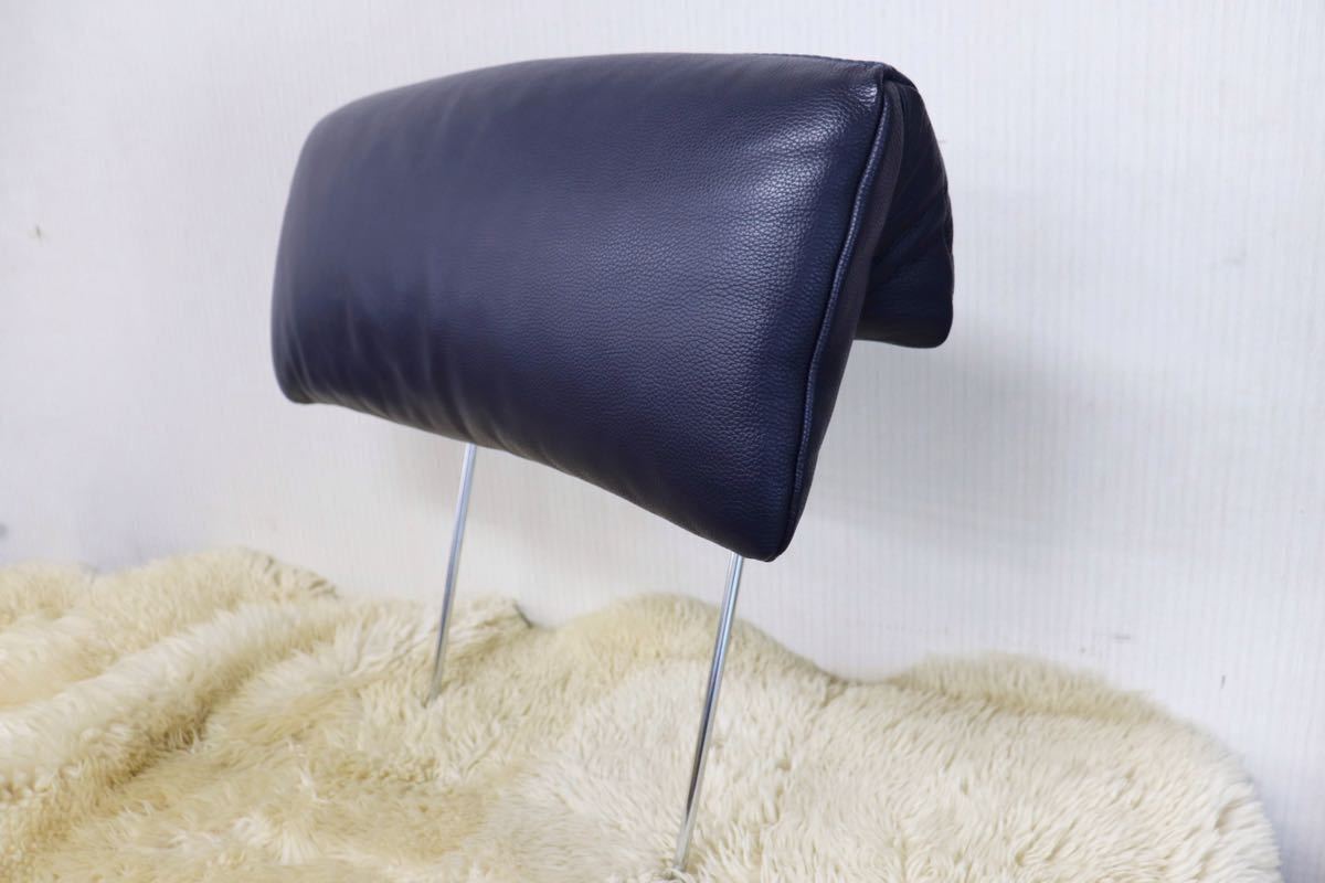 GMFN227BOLeatherworld / レザーワールド ヘッドレスト 青色 本革 高級 モダン IDC大塚家具 美品