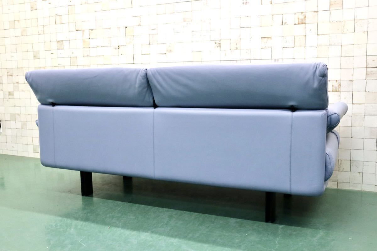 GMFS270B○B&B ITALIA ARANDA アランダ paolo piva パオロ・ピーヴァ 3人掛けソファ 希少 廃番 名作 本革 ブルー リペア済 定価約150万