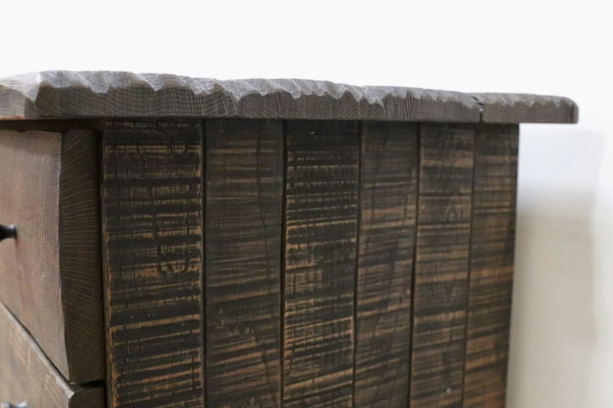 GMGK286○楢無垢材 最高級 特注 サイドボード リビングボード チェスト 収納家具 工房家具 和モダン 浮造り 約100万