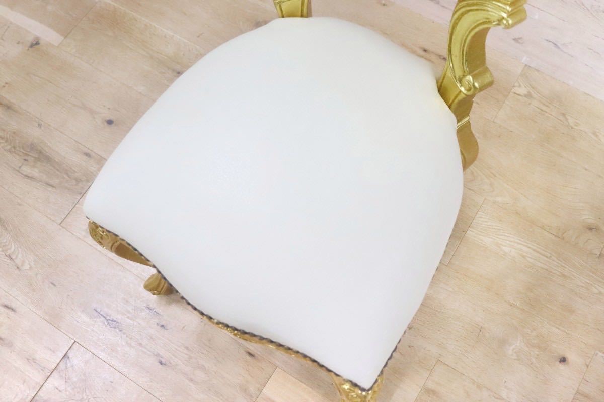 GMGN180B○アンティーク調 ハートチェア ダイニングチェア 椅子 猫脚 クラシック エレガント レザー ホワイト