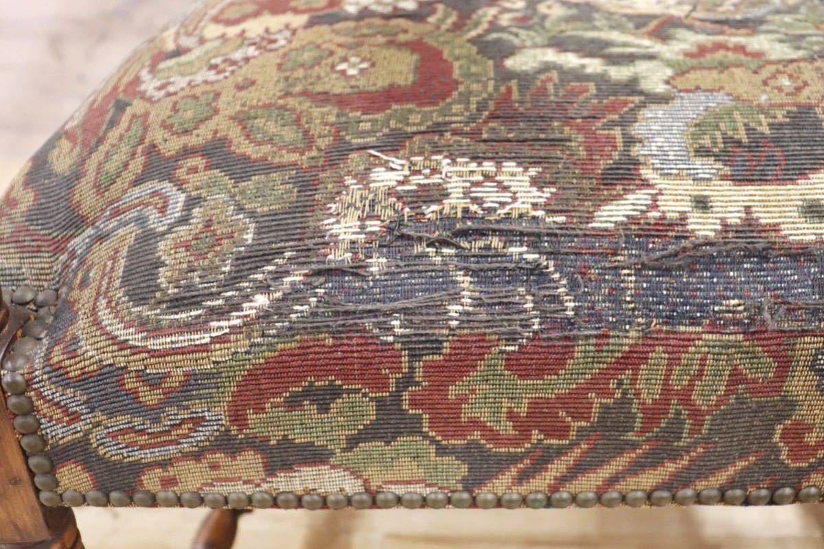 GMGH200B○神戸家具 英国 アンティーク アームチェア イス オーク材 鋲打 クラシック ファブリック オールド ヴィンテージ 定価18.1万