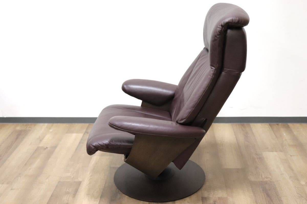 GMGK196○Chitano / チターノ THE FIRST ザファースト karimoku カリモク パーソナルチェア リクライニングチェア 本革 ブラウン 定価26万