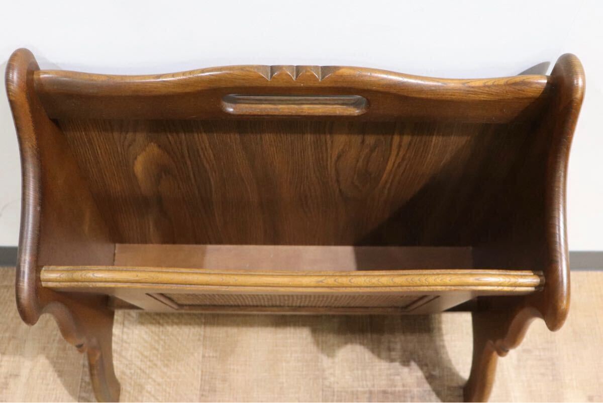 GMHN160○karimoku / カリモク コロニアル マガジンラック スリッパラック 雑誌入れ 収納 木製 ラタン