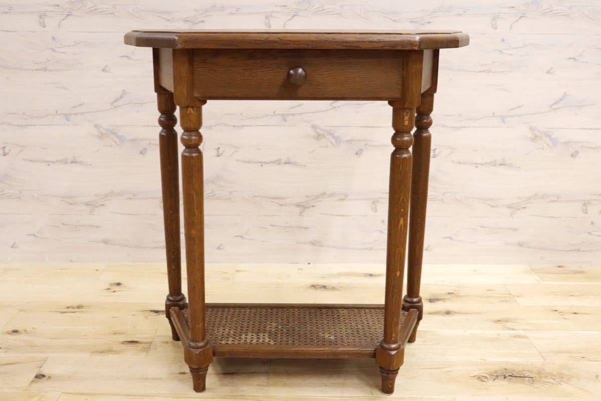 GMGH239○オランダ製 ダッチカントリースタイル 花台 飾り台 電話台 オーク無垢材 レトロ カントリー 民藝 ノスタルジック