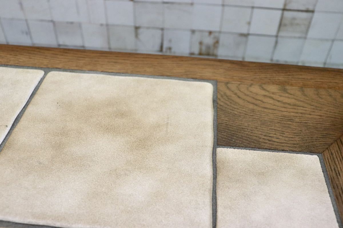 GMGT68○オランダ ダッチカントリースタイル センターテーブル リビングテーブル オーク材 無垢 タイル張り