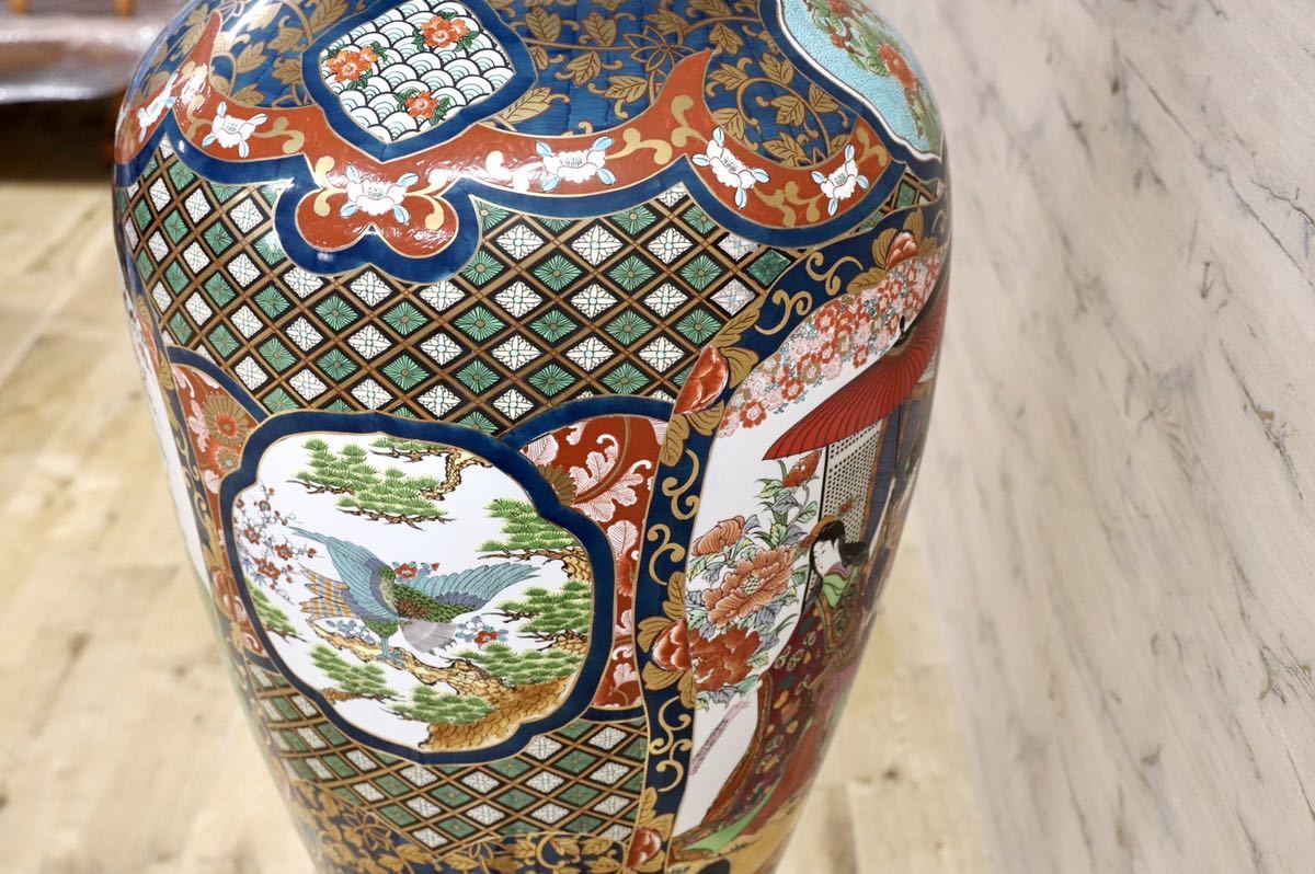 GMGH68○有田焼 博山作 最高級 大壺 花鳥 金龍壺 伝統工芸 美術品 三段飾り 約200万 美品※発送不可